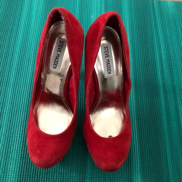 Tri Tones Steve Madden Suede Platform heels sz 8 - Picture 6 of 6